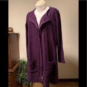 Sara Morgan long purple Cardigan. Beautiful color of purple.